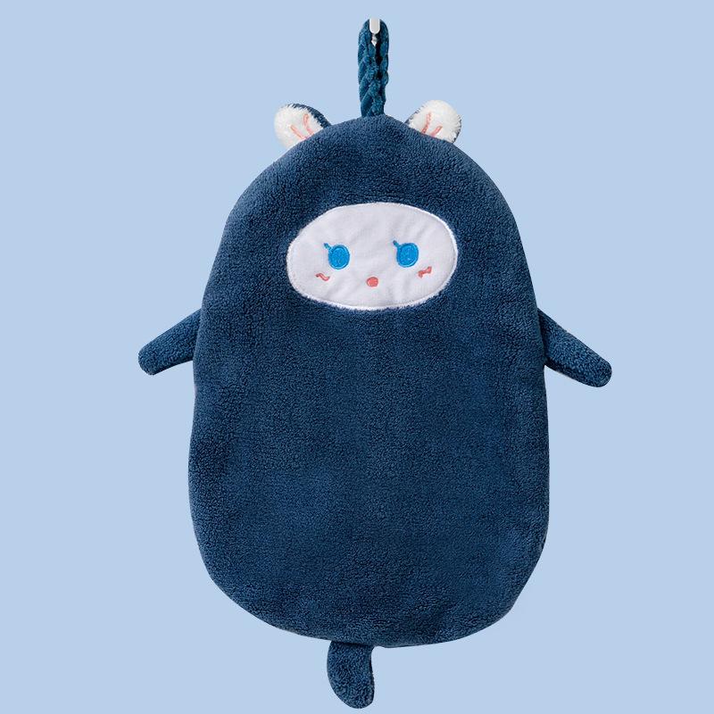 Cute Pig Embroidered Hanging Hand Towel, Absorbent Coral Fleece Kitchen Towel, Dish Cloth