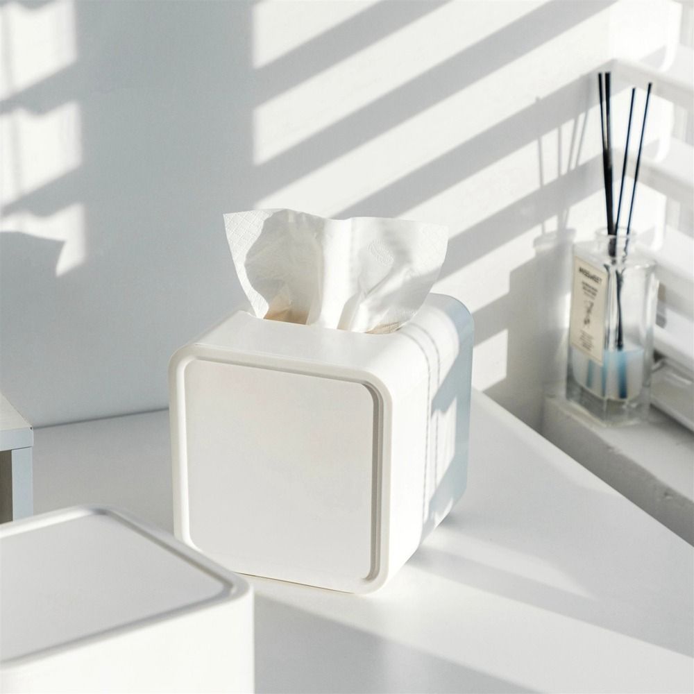 Plastic Square Napkin Box Simple Desktop Tissue Box Modern Roll Paper Holder Bathroom