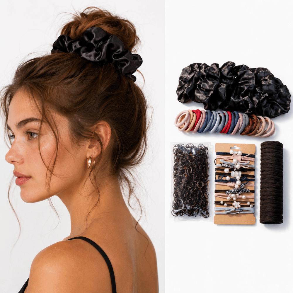 1087Pcs Multi-Style Hair Ties Set Elastic Ponytail Holders Pack Hair Decor Set for Women Girls