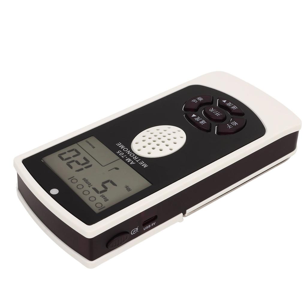 White Electronic Metronome 1800mah LCD Digital Display Universal Guitar Piano Saxophone Vocal Metronome