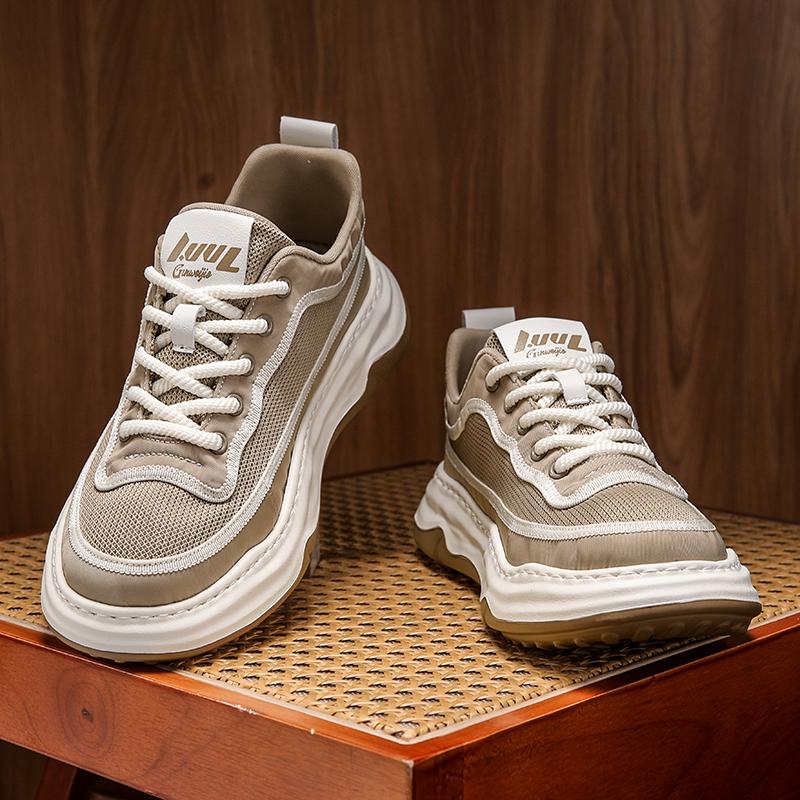 2026 New Men Mesh Thick Sole Lightweight Sports Sneakers Breathable Comfort Non Slip Outdoor Daily Walking Casual Footwear