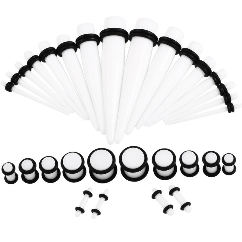 36 шт./лот, акриловые наборы для растяжки ушей с конусом и вилкой, разноцветные цвета, туннель для расширения тела уха, ювелирные изделия для пирсинга 14G-00G