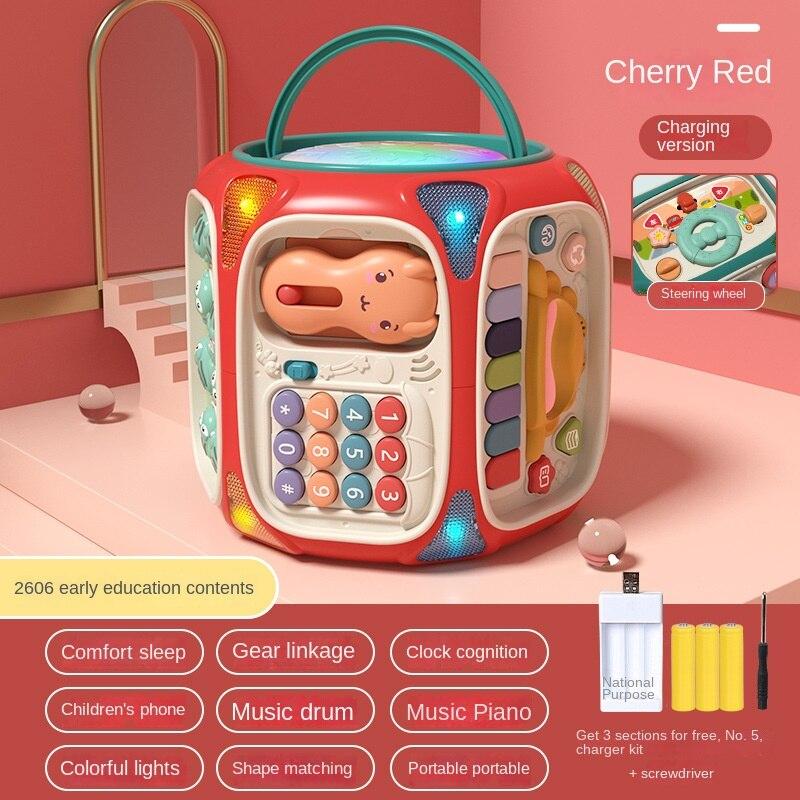 Многофункциональная машина для раннего развития младенцев, восьмигранный барабан со звуком и светом, детская музыка, интеллектуальная шестигранная игрушка-барабан для хлопков руками