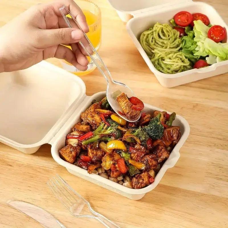 100PCS Disposable Tableware Clear Plastic Knives Forks Spoons Food Dessert Fruit Kitchen Restaurant Picnic Party Supplies
