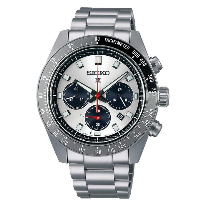 Seiko Prospex SBDL095 Men's Watch, Made in Japan, Solar Speedtimer, Tachymeter Bezel, Chronograph, Date Calendar, White & Black Dial,