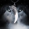 Man's Silver White Wolf Teeth Stark Tribal Boho Pendant Necklace