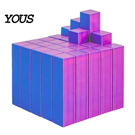 Kids Stress Relief Toys 3D Printed Slippery Cube Toy, Telescopic Toy Pocket Size Flexible Decompression for Adults