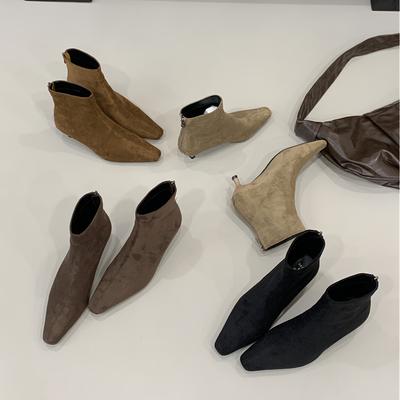 Модные зимние женские ботильоны SUOJIALUN 2025, модные элегантные женские короткие ботинки с круглым носком на тонком низком каблуке для улицы, платье, ботинки челси