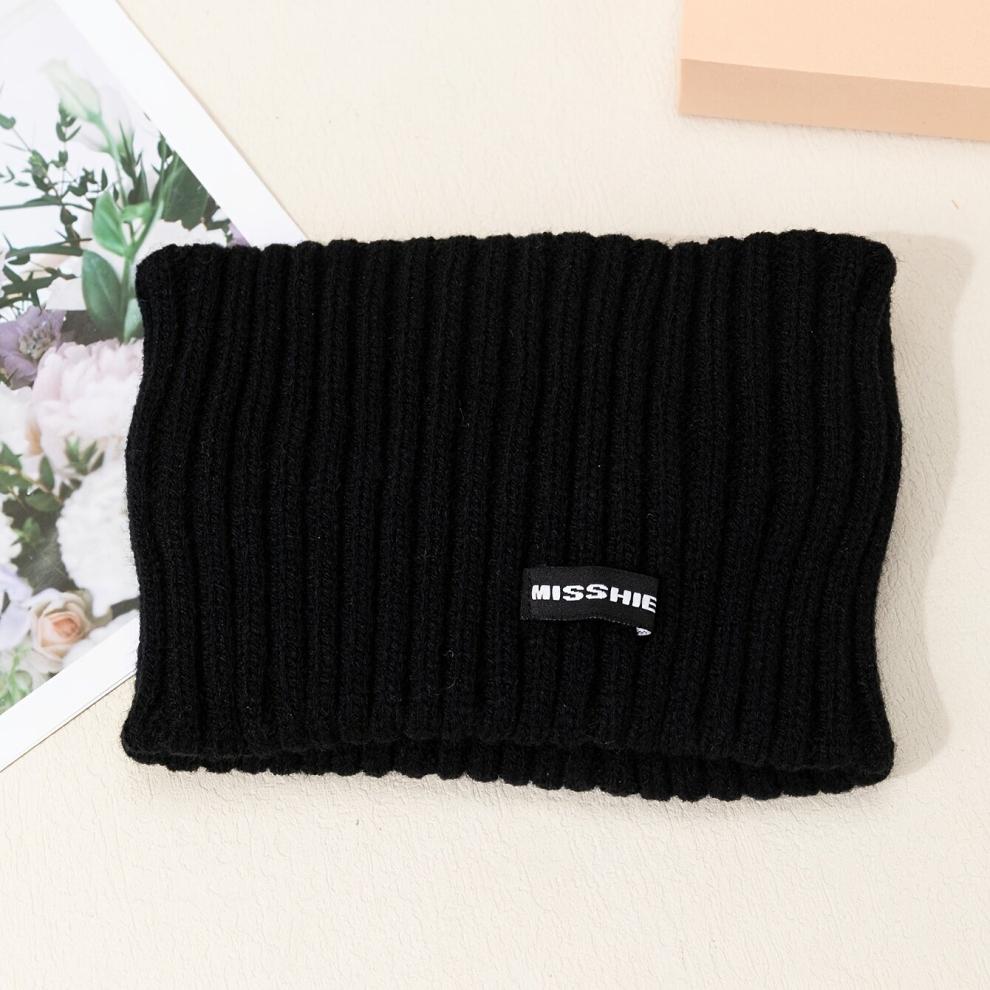 Solid Knitted Beanie Casual Elastic Headband Unisex Warm Knit Hat Neck Warmer Infinity Scarf