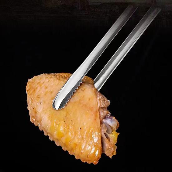 Зажимы для еды с противоскользящим покрытием Щипцы из нержавеющей стали Для барбекю Пикники Банкеты Щипцы для еды Зажимы в японском стиле с длинной ручкой