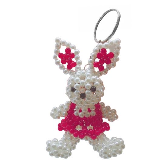 Брелок-подвеска в виде медведя и кролика из искусственного жемчуга, ручной работы, плетеный, легкий шарм, брелок для ключей, аксессуар для рюкзака/сумки