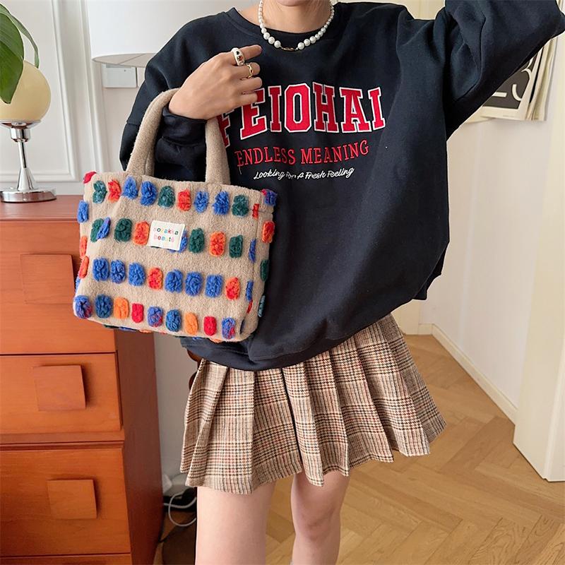 Плюшевая сумка-ведро, женская сумка, сумка через плечо, портативная сумка через плечо, сумка для хранения покупок