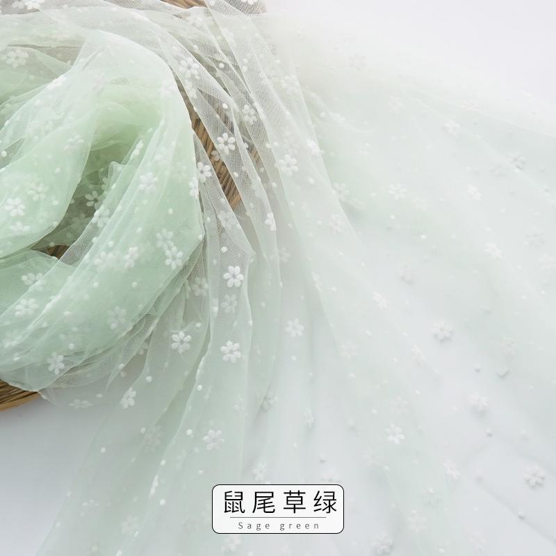 Ткань сетка с флоком "Снежинка" 150x100см/200см для платьев, отделки женской одежды, оконных сеток, ткань для рукоделия DIY TJ5103