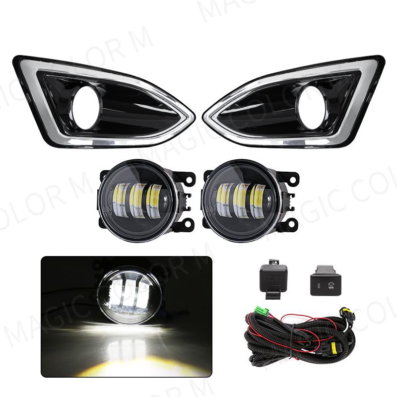 LED Fog Lamps For Ford Edge 2015 2016 2017 2018 DRL Daytime Running Lights Angel Eyes Halogen Auto Headlight Car Accessories 12V