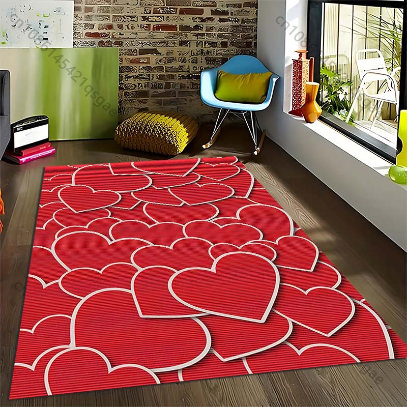 Ковер с принтом красного сердца для гостиной, спальни, прикроватной зоны, ванной комнаты, напольный коврик, ковер в зону, коврик для дивана, домашний декор, роскошный подарок