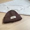 Korean Letter Patch Knitted Woolen Hat Autumn and Winter Warm Curled Edge Woolen Hat Large Head Circumference Loose Knitted Hat