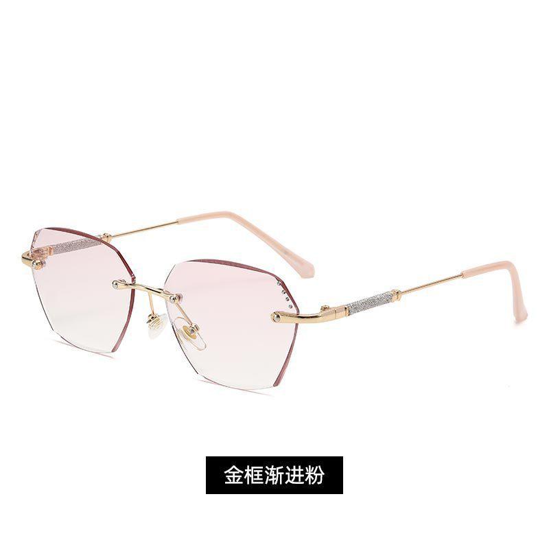 New anti-blue diamond trimmed frameless large lens reading glasses point diamond high-end reading glasses elderly fashion