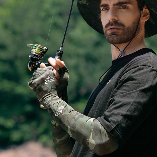 1 Pair Fishing Gloves Breathable Hollow Palm Anti-slip Elastic 5-Cut Summer Outdoor Sports Cycling UV Blocking Sun Protection Gloves