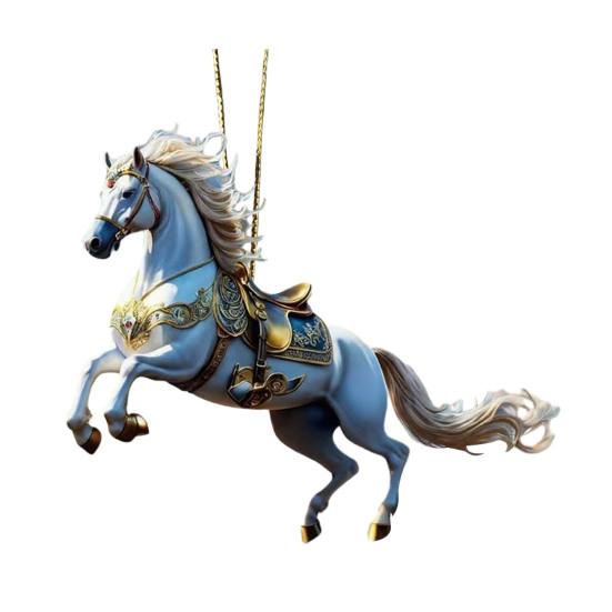 2D Horse Hanging Ornament Acrylic Flat Horse Decoration Christmas Tree Ornament for Horse Lovers Equestrian Gifts Holiday Decor