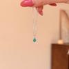 Sterling Water Drop Zircon Necklace Women Rhodium Plated Paraiba Blue Tone Minimalist Geometric Pendant Chain
