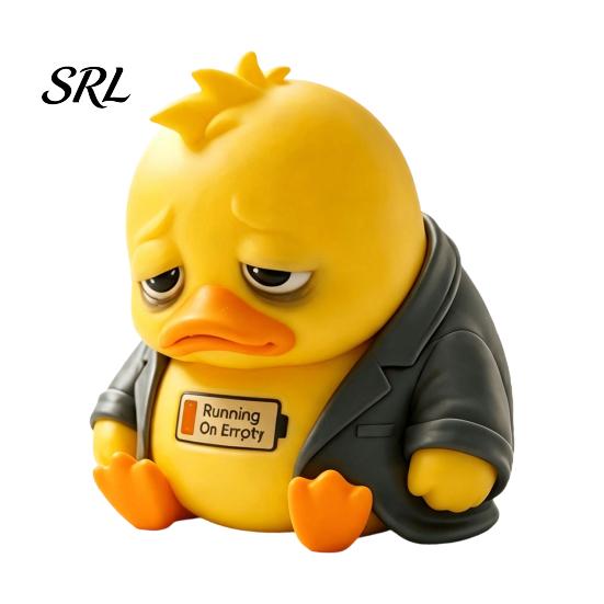 Fun Car Patrol Duck Ornament 3D Printed Sad Yellow Figurines, Cute Tired Worker Resin Small Desktop for Migrant Workers Desk Ornaments Home