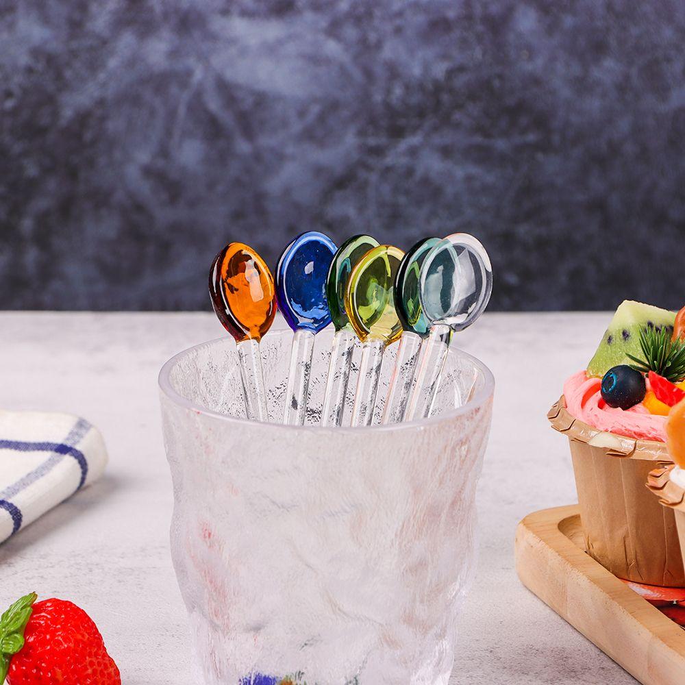 New Colorful Tableware Glass Tea Spoons Coffee Scoops Long Handle