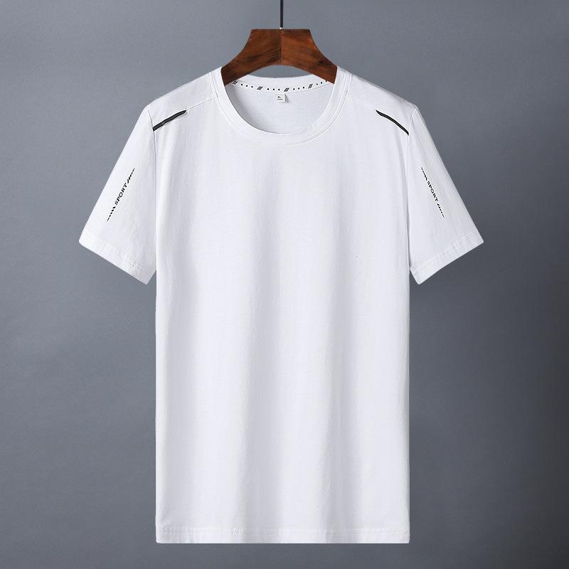 Футболка большого размера из хлопка с короткими рукавами для мужчин, летняя, повседневная, спортивная, с круглым вырезом, с короткими рукавами, свободная, модная и красивая