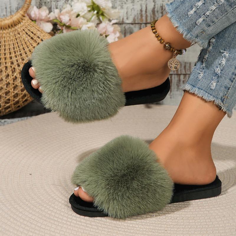 Горячая Распродажа Женская Обувь Зимняя Мода Открытый Носок Однотонные Повседневные Женские Туфли На Плоской Подошве Замшевые Универсальные Модные Женские Тапочки