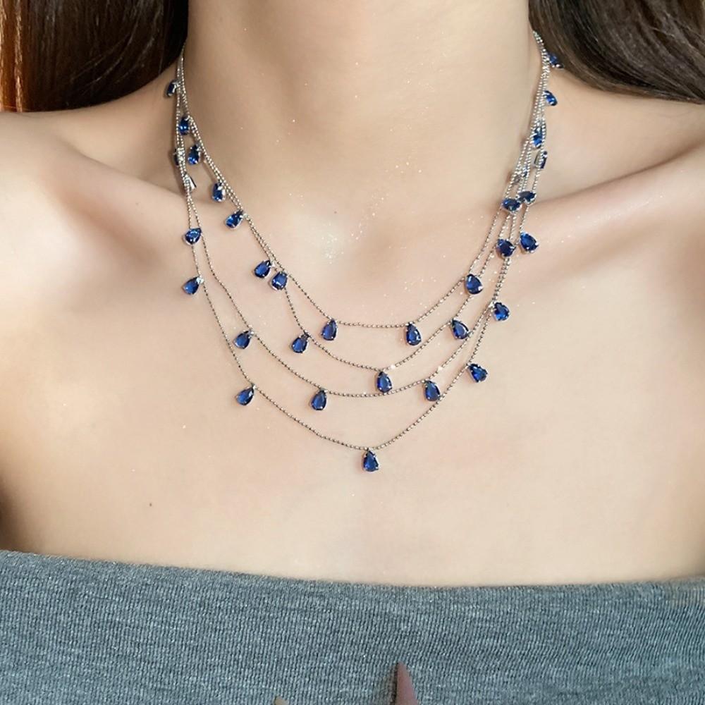 Multi Layer Water Drop Shining Choker Light Luxury Rhinestone Jewelry  Banquet