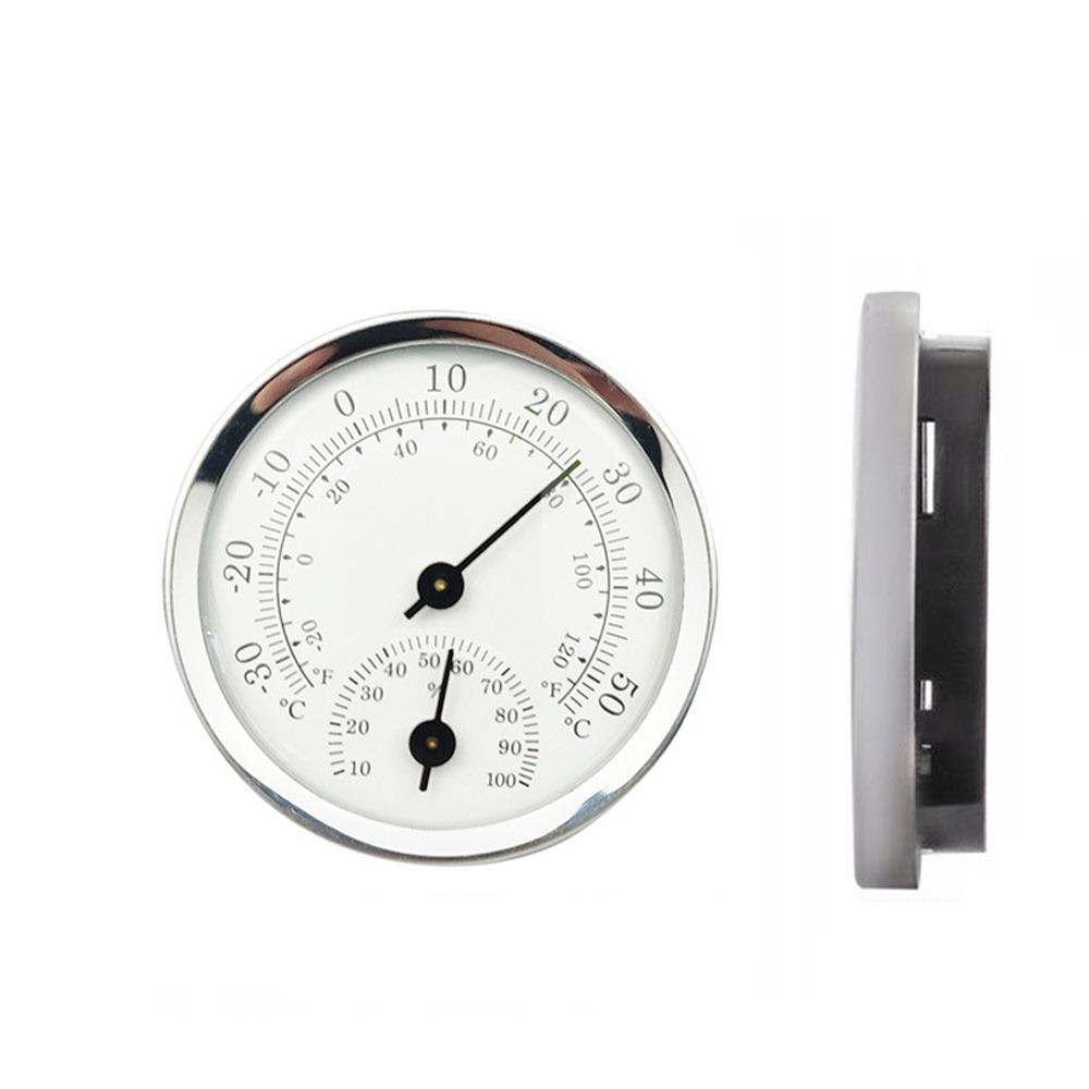 2 in 1 Gauge Mini Pointer Thermometer No Battery Required Diameter 58MM Temperature Meter Metal Case -30℃~50℃ Range