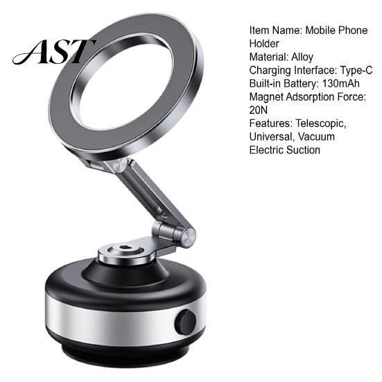 Stable Auto Suction Phone Dock Electric Vacuum Cup Magnetic Holder for Car, 360 Degree Rotating Dashboard Extendable Telescopic Car Mount with