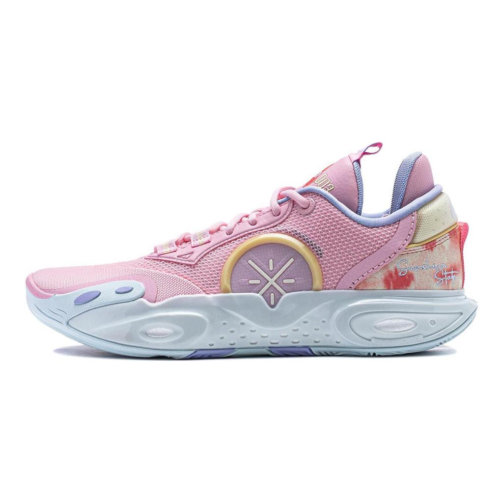 Li Ning All City 12 Нескользящие, Износостойкие, Поддерживающие, Легкие, С амортизацией Баскетбольные кроссовки Мужские Розовые ABAU015-3