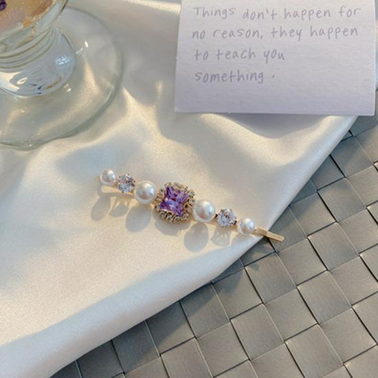 Emerald Rhinestone Retro Hair Clip for Women - Versatile, Elegant One-Word Hairpin for Bangs