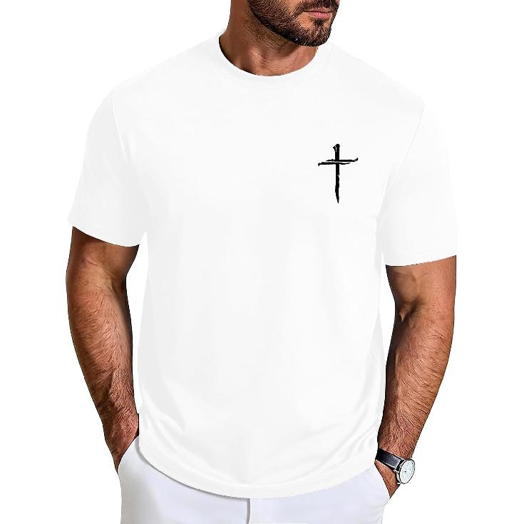 Aiyino Mens Christian Cross Slim Fit Graphic Tee Casual Shirt