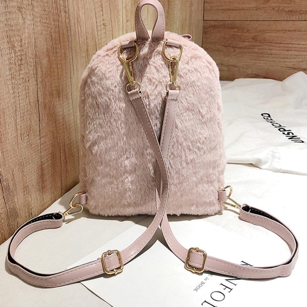 Rabbit Ear Pink Backpack Pink Color Student Backpack Sweet Plush Bunny Ear Student Use