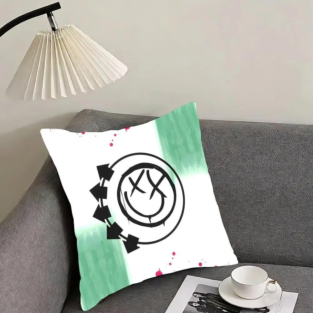 1 Наволочка для подушки с принтом группы Blink 182 Двусторонняя 2D Печать Мягкая льняная наволочка Декор для спальни, гостиной, дивана Панк Подарок