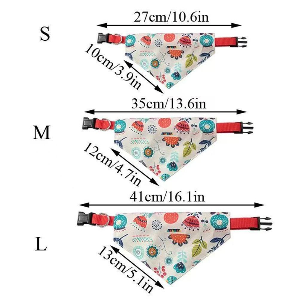 2pcs Set Puppy Dog Cat Bandana with Collar Cute Print Pet Triangle Bandage for Small Dogs Yorkshire mascotas Grooming Products