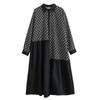 2024 Autumn New Loose Plus Size Fashion Print Stitching Mid-Length Artistic Vintage Long Sleeve Shirt Dress