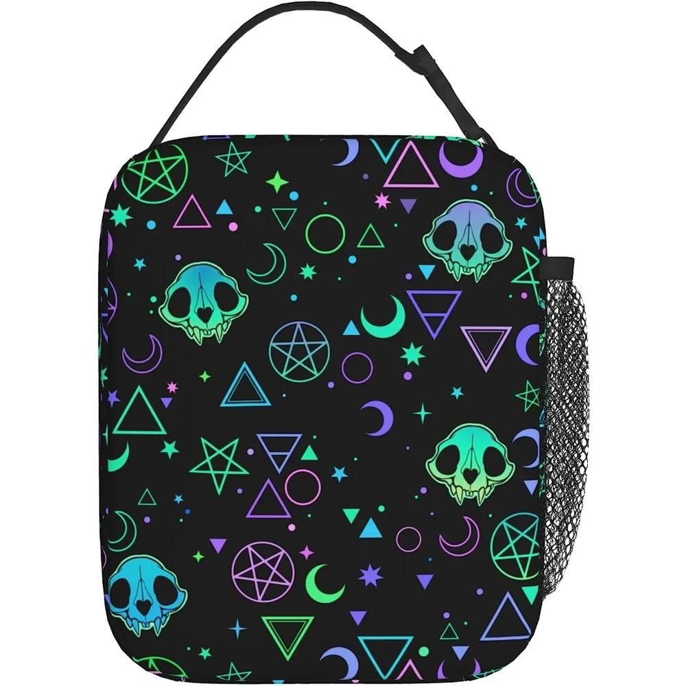 Символы Черепа Изолированная сумка для ланча со съемной ручкой-пряжкой, портативный термо-ланчбокс, многоразовая сумка-тоут для женщин и мужчин