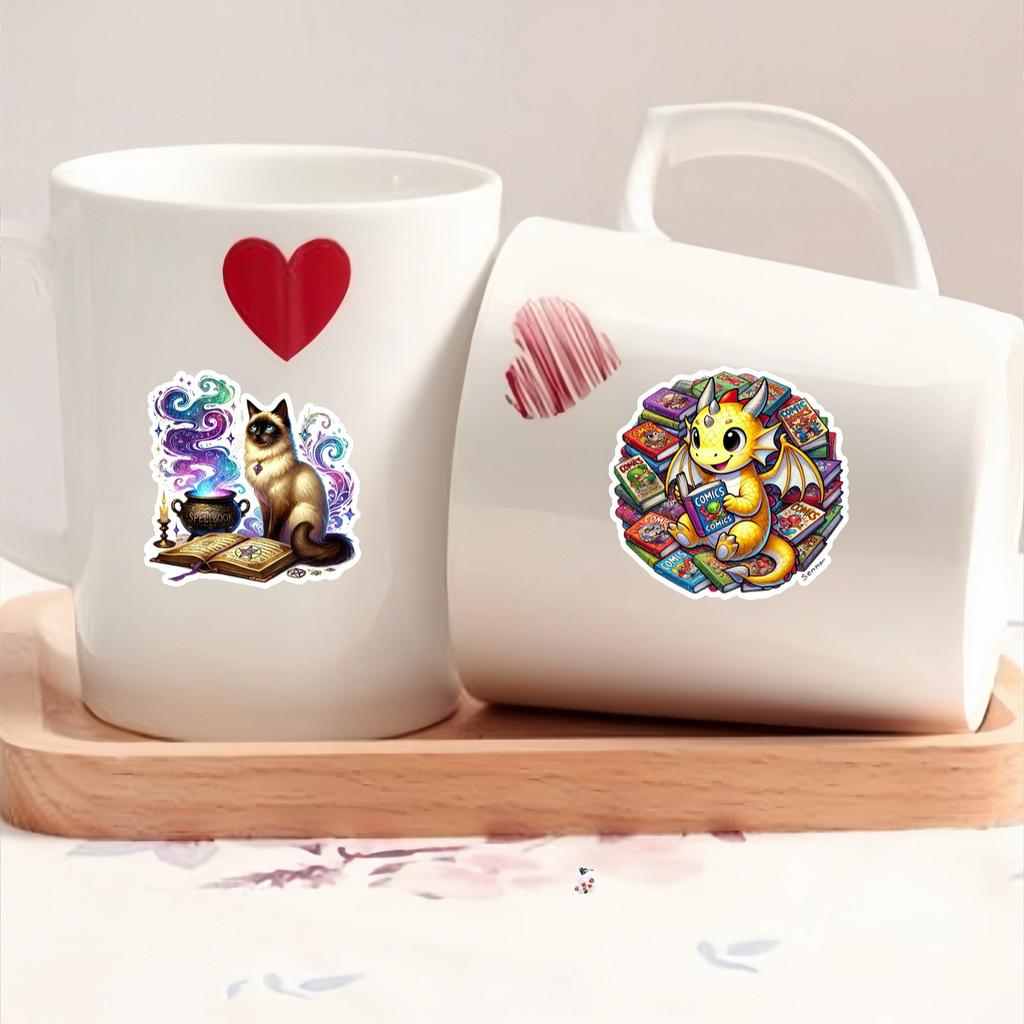 18pcs Self-made Cute cartoon dragon reading Stickers DIY Stickers Diary Album Decoration Scrapbooking Waterproof Mobile Phone