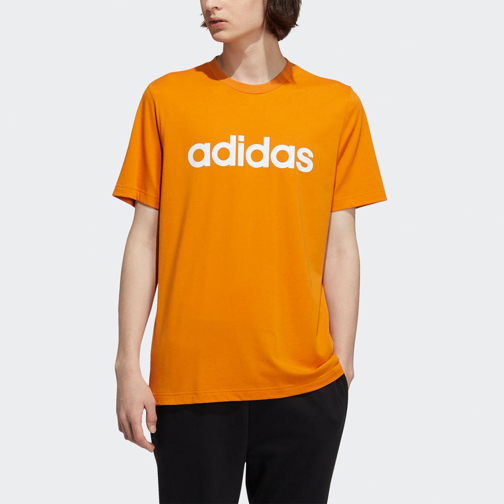 Adidas Neo Logo Print Спортивная футболка с круглым вырезом Мужские топы Оранжевый H14239