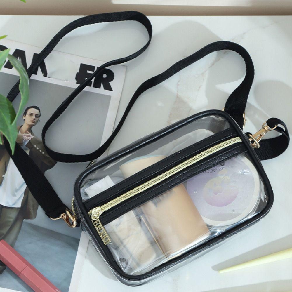Adjustable Shoulder Strap PVC Crossbody Bag Large Capacity Clear Messenger Bag  Women