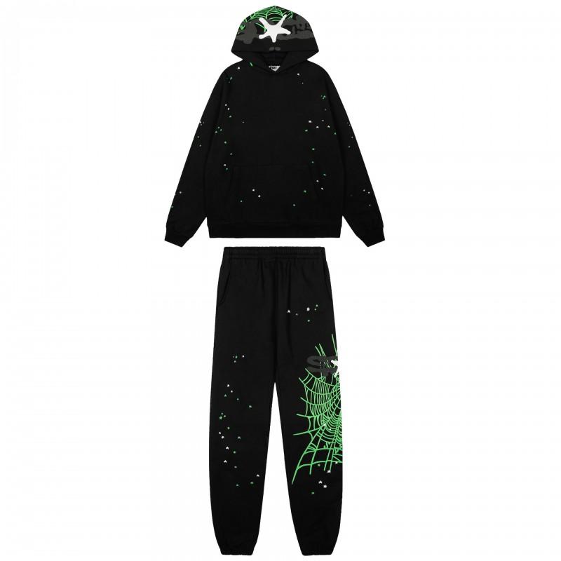 Men Women Casual Hooded Sweatshirt Jogger Pants Set With Foamed Star Letter Print Cotton Blend