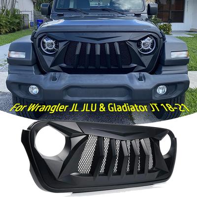 Матовая черная решетка радиатора с сеткой для Jeep Wrangler JL JT 2018 2019 2020 2021 пикап 4x4 внедорожная решетка Voor