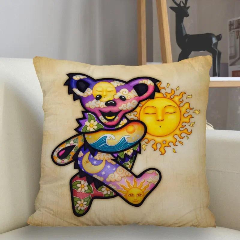 Наволочка Grateful Dead для домашнего декора 45x45 см, на молнии, квадратная, для декоративной подушки