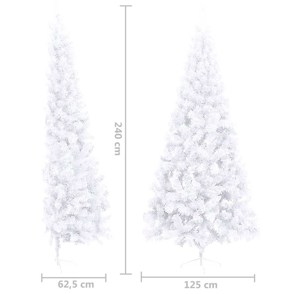 Artificial Half Christmas Tree with Lights and Ornaments White 240 cm