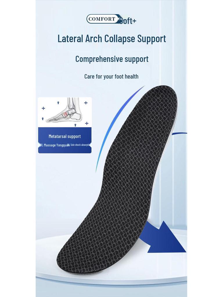 High Elastic Sports Insole: Shock Absorption, Sweat & Odor Control, Breathable, Arch Support for Badminton, Basketball, Running, and Casual Wear.