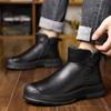 Модные мужские ботильоны из натуральной кожи, на молнии сбоку, мужская повседневная обувь, высокое качество, бизнес-обувь с низким верхом, мужские зимние плюшевые ботинки для снега