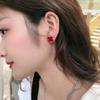 Серьги с четырьмя лепестками клевера Dongdaemun Net, красные темпераментные маленькие и простые универсальные модные серьги, женские серьги
