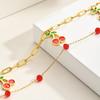 Novirassine Dainty Stainless Steel Jewelry Bracelets  Gold Plated Y2K Red Cherry Fruit Pendants Jewelry Gift Set